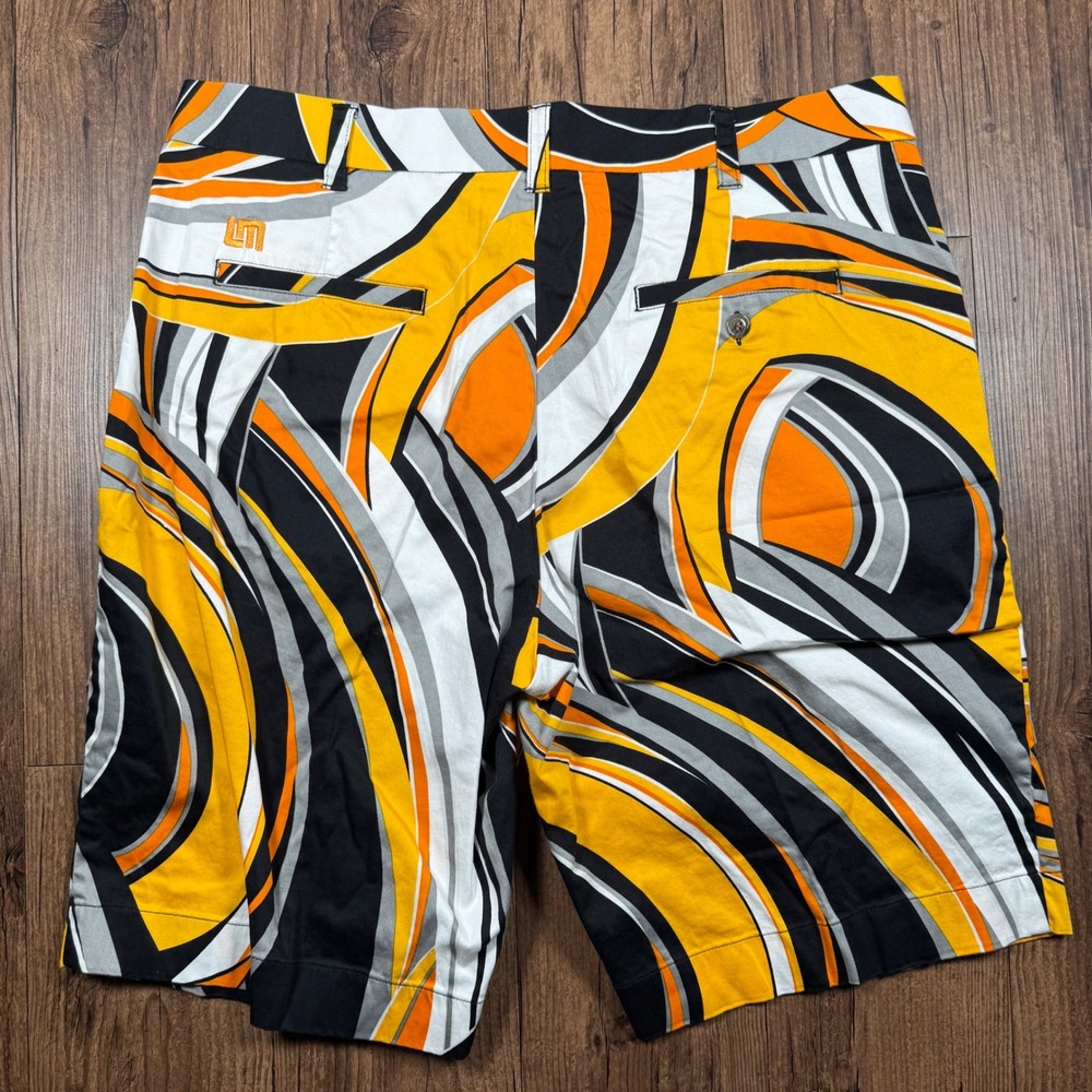 Loudmouth Golf Shorts Mens 38 Shagadelic Orange Psychedelic Swirl Retro Bold